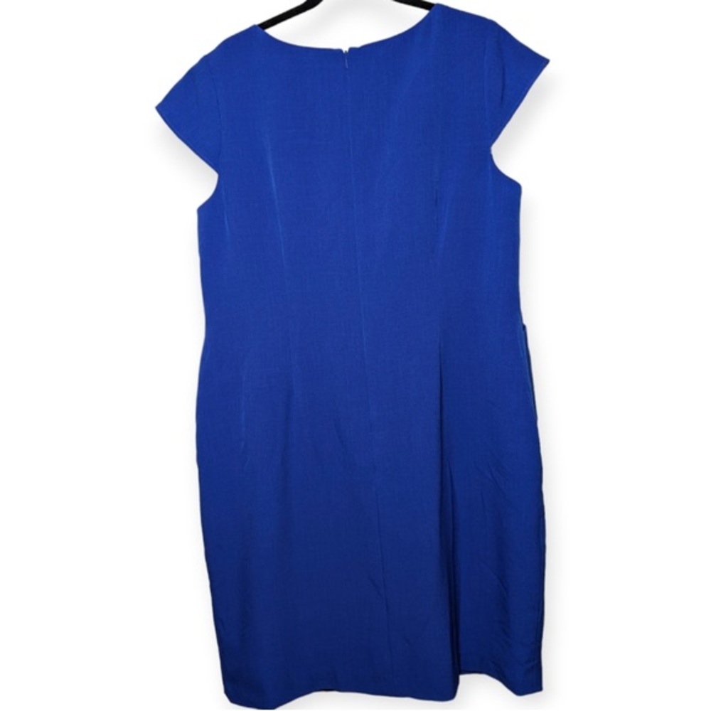 Adrianna Papell 18W Plus Size Blue V Neck Sheath Dress Woman Formal